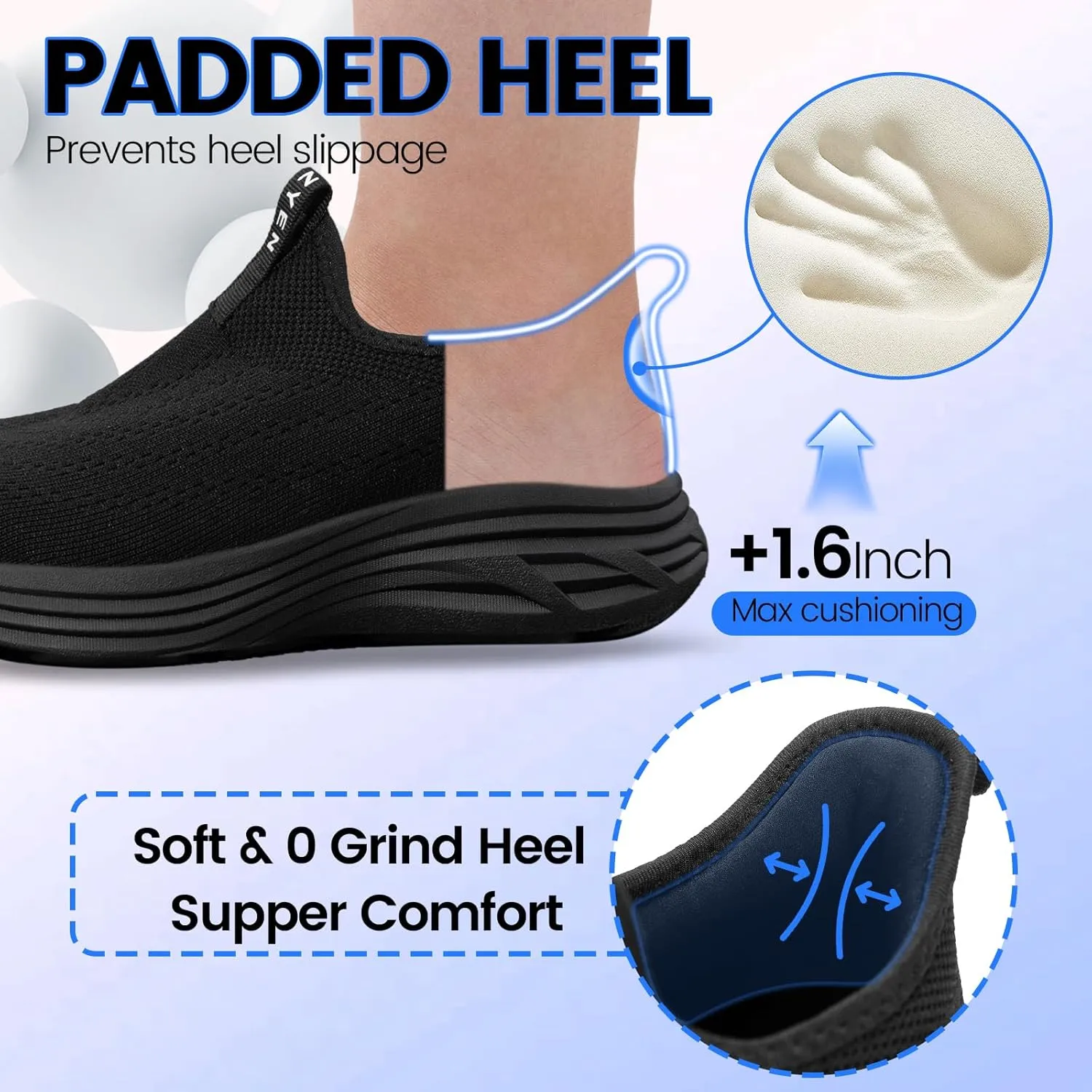 ZYEN Mens Walking Shoes Hands Free Non Slip Athletic Sneakers Lightweight Breathable Laceless Comfortable Tennis Sneakers Casual Travel Gym Work Shoe
