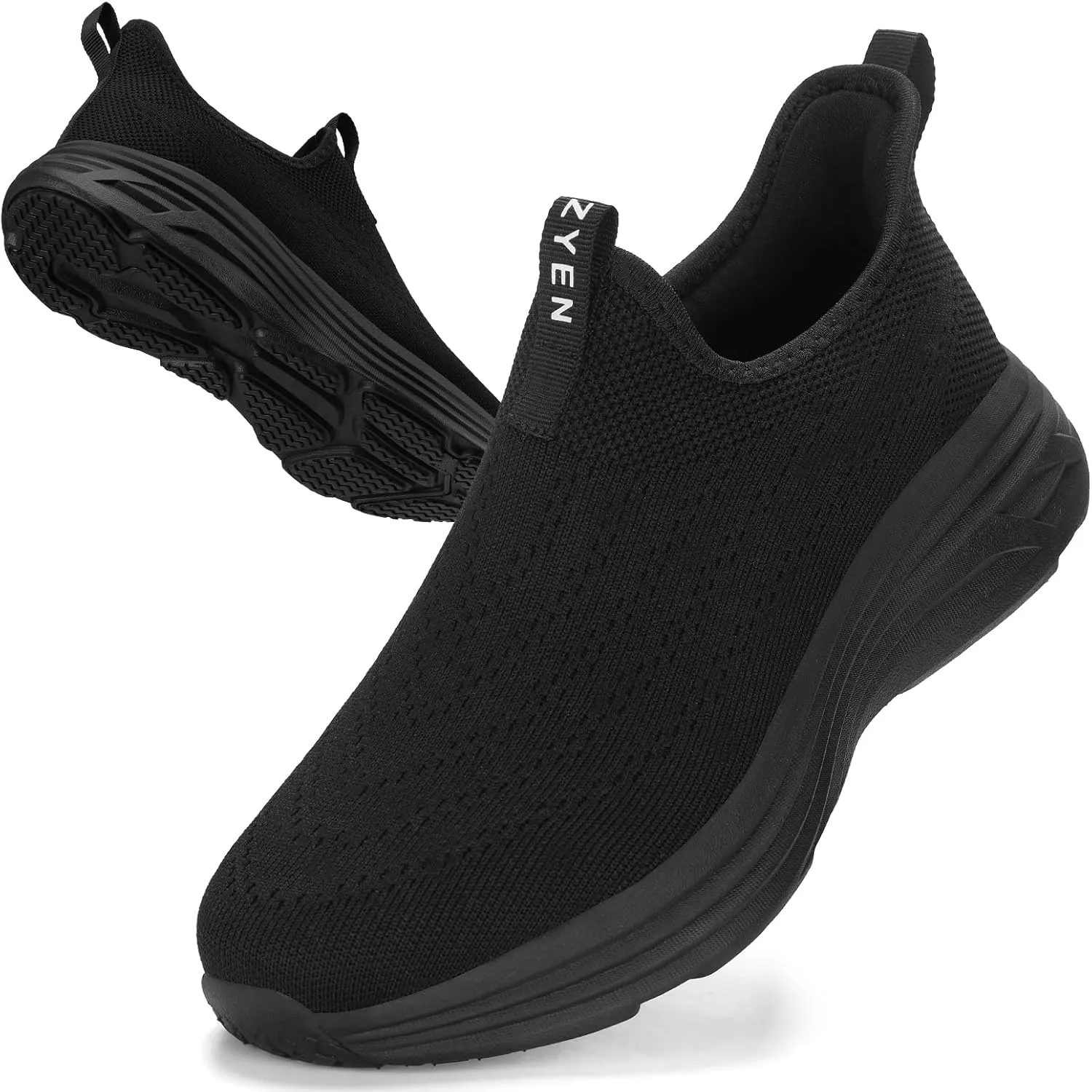ZYEN Mens Walking Shoes Hands Free Non Slip Athletic Sneakers Lightweight Breathable Laceless Comfortable Tennis Sneakers Casual Travel Gym Work Shoe