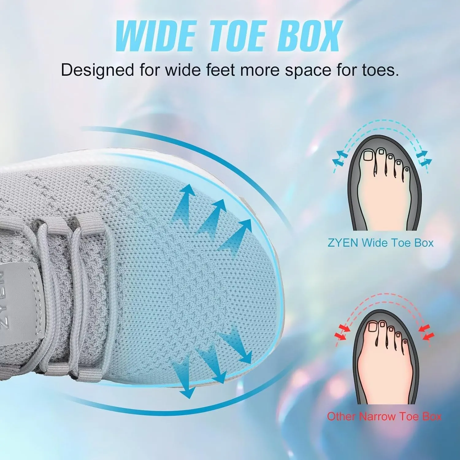 ZYEN Wide Toe Box Shoes Women Non-Slip Ultra Light Running Sneakers Extra Wide Feet Arch Support Walking Shoes Tennis Diabetes Breathable Gym Workouts 6-12