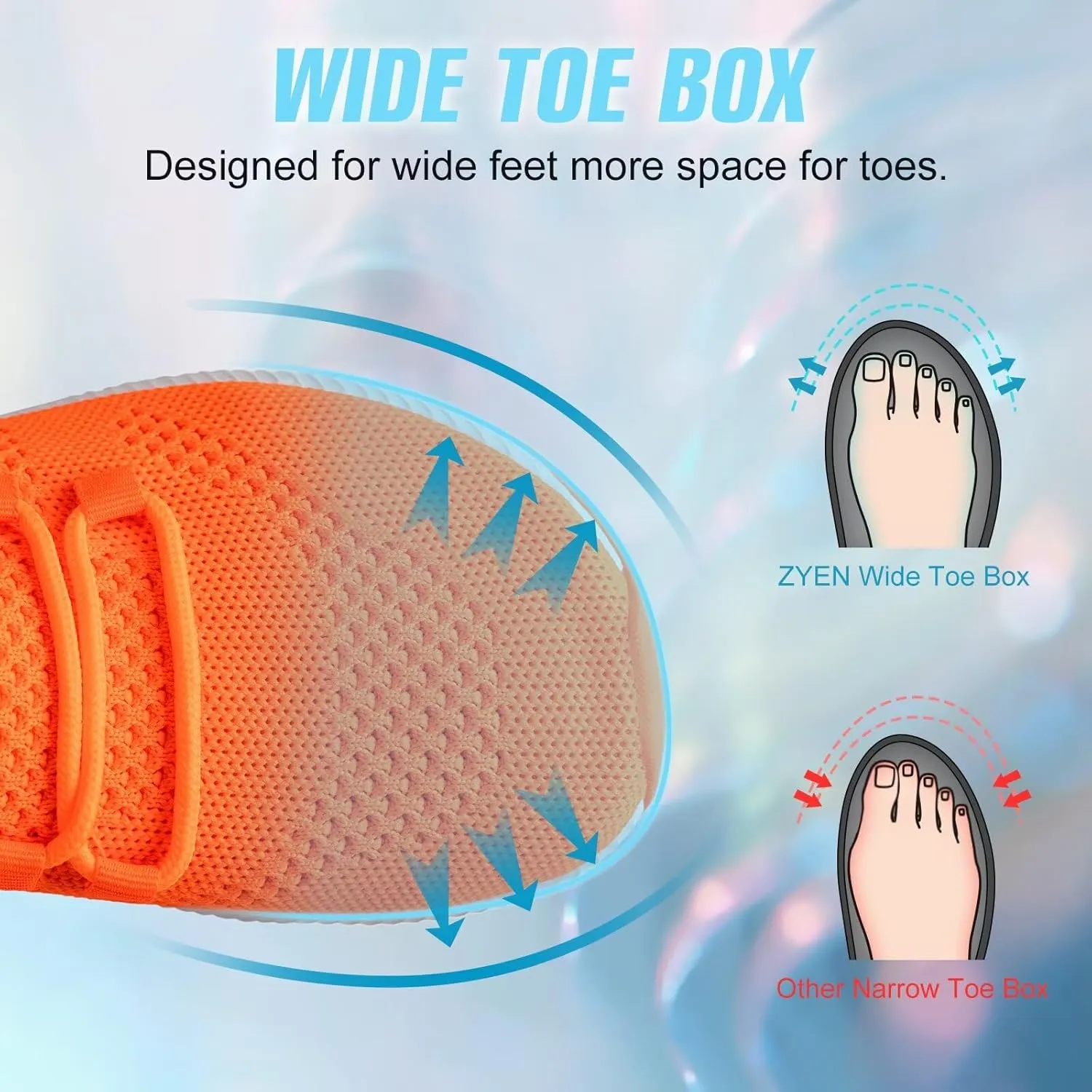 ZYEN Wide Toe Box Shoes Women Non-Slip Ultra Light Running Sneakers Extra Wide Feet Arch Support Walking Shoes Tennis Diabetes Breathable Gym Workouts 6-12